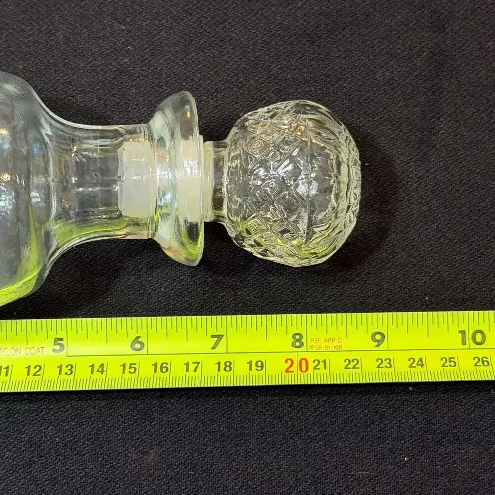 Vintage Cut Glass Decanter with Ball Stopper 9”